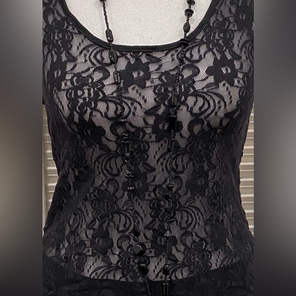 Vintage black lace tank top